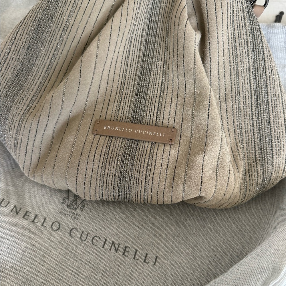 Brunello Cucinelli Beige & Gray Hobo Bag